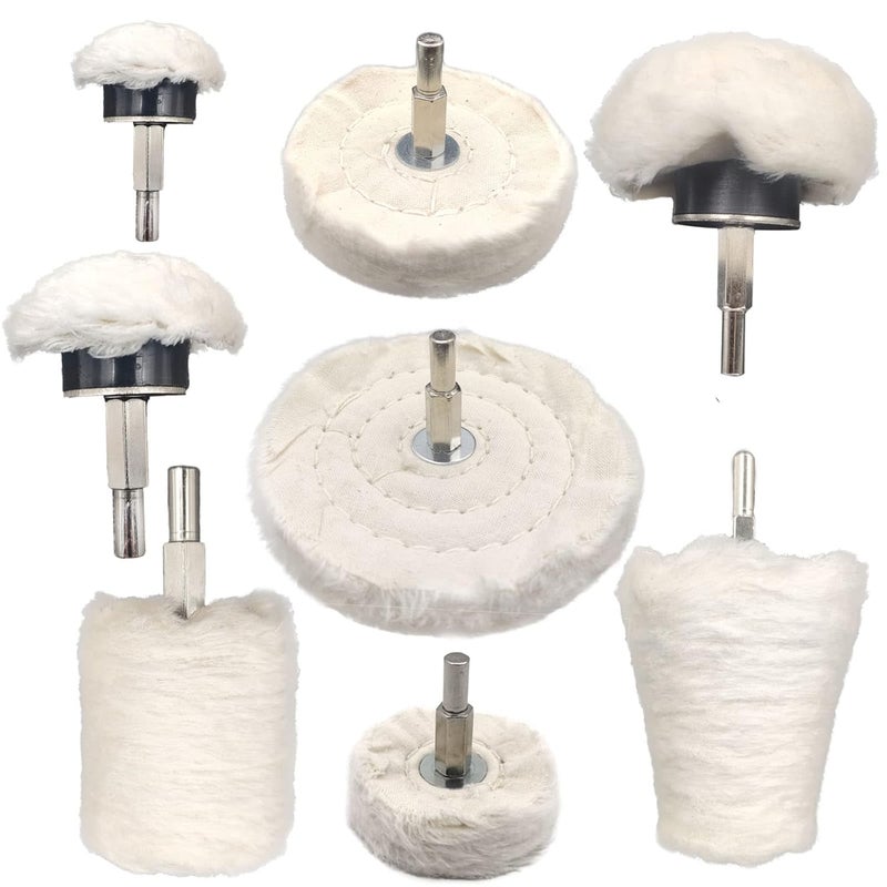 Tworider 8 pcs Buffing Wheel for Drill,Buffing Pad Polishing Wheel Kits,Wheel Shaped Polishing Tool for Metal Aluminum,Stainless Steel,Chrome,Jewelry,Wood,Plastic,Ceramic,Glass,etc - Image 1